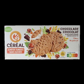 Cereal Zandkoekjes chocolade & hazelnoot zonder suikers 132 Gram