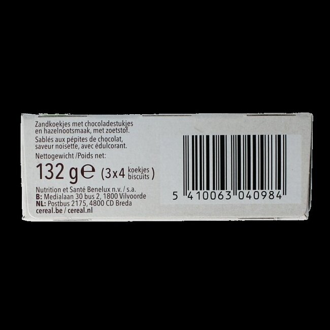 Zandkoekjes chocolade & hazelnoot zonder suikers 132 Gram