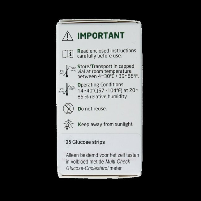 Multicheck glucose teststrips 25 Stuks