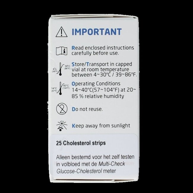 Multicheck cholesterol teststrips 25 Stuks