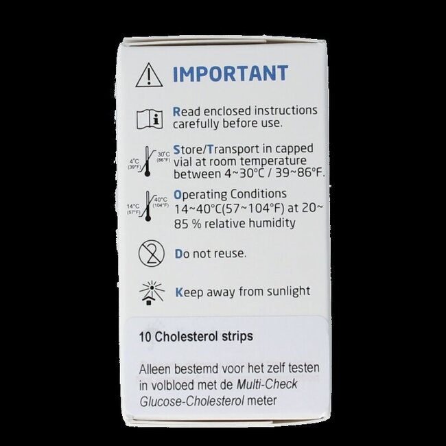 Multicheck cholesterol teststrips 10 Stuks