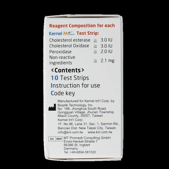 Multicheck cholesterol teststrips 10 Stuks