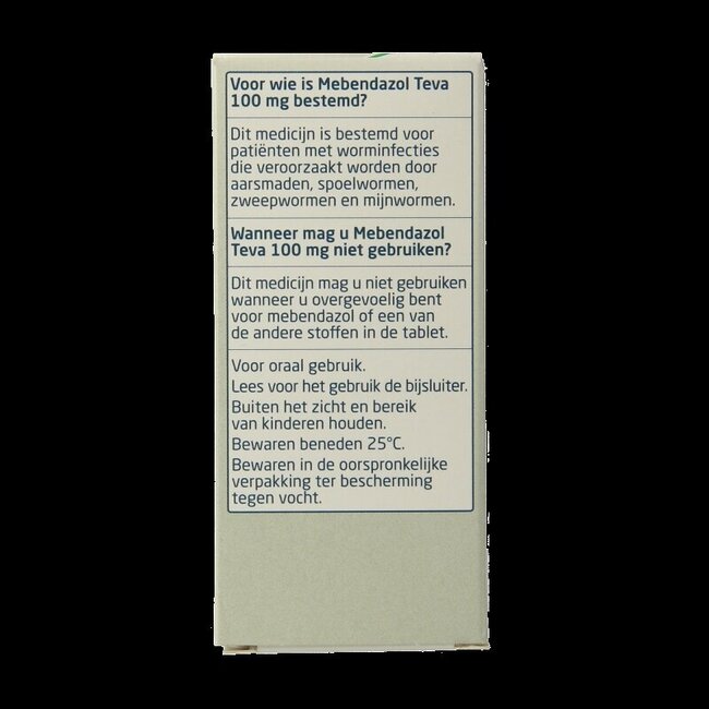 Mebendazol/tratamiento contra lombrices 6 comprimidos Teva