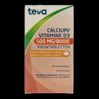 Teva Calcium / vitamine D 500mg / 800IE 90 Kauwtabletten