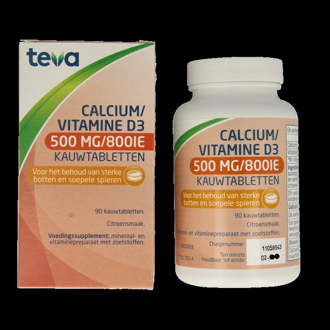 Calcium / vitamine D 500mg / 800IE 90 Kauwtabletten