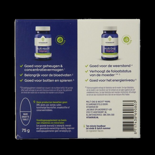 Multi Dag & Nacht Mama 100% Vegan 2 x 30 60 Tabletten
