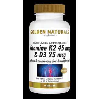 Golden Naturals Vitamine K2 45mcg & D3 25mcg 60 Tabletten