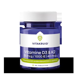 Vitakruid Vitamine D3 25mcg & K2 40mcg 90 Tabletten