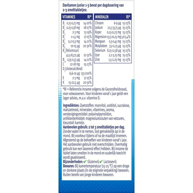 Junior 1-3 smelttablet aardbei  150 Tabletten