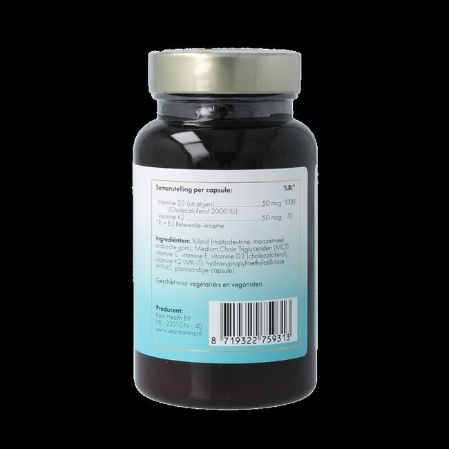 Vitamine D3 K2 uit zee 90 Vegetarische capsules