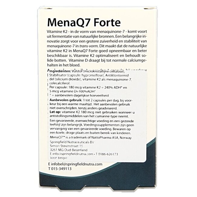 MenaQ7 Forte vitamine K2 180 mcg 30 Vegetarische capsules
