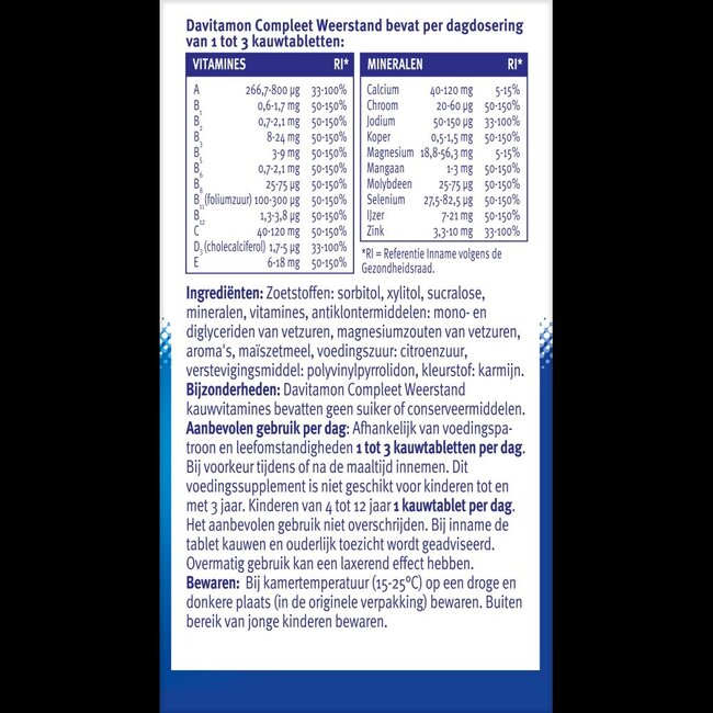 Compleet weerstand kauwvitamines bosvruchten 60 Tabletten