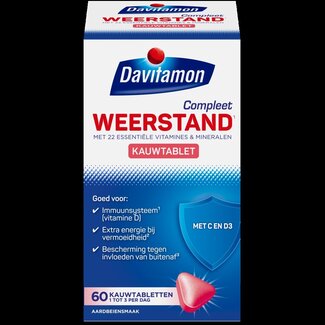 Davitamon Compleet weerstand kauwvitamines aardbei 60 Kauwtabletten
