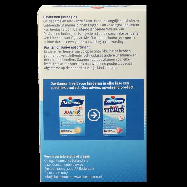 Junior 3-12 multifruit 120 Kauwtabletten