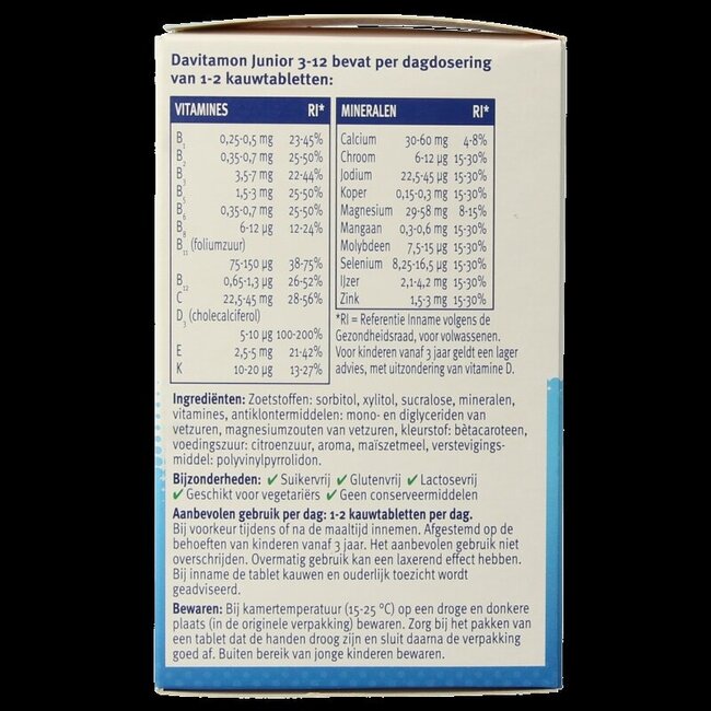 Junior 3-12 multifruit 120 Kauwtabletten