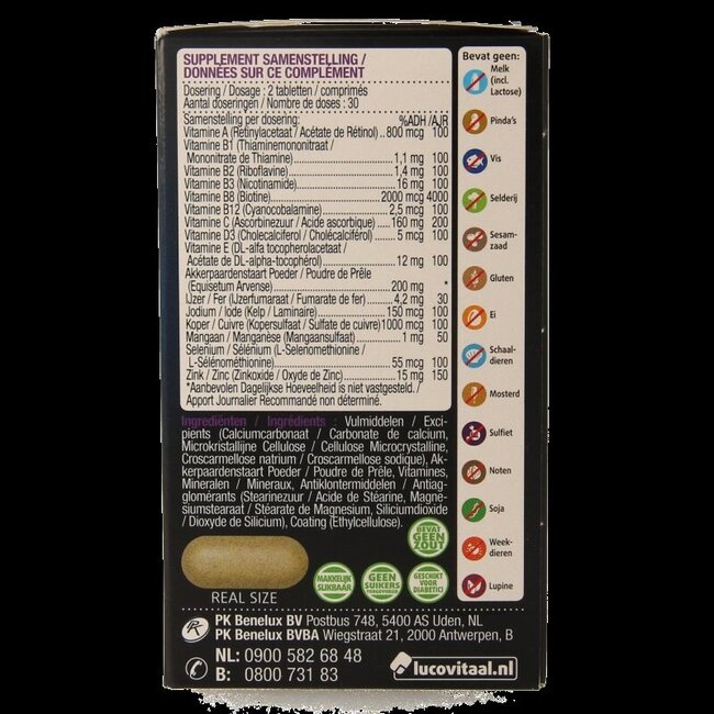 Huid haar nagels met biotine 60 Tabletten