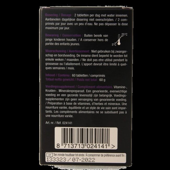 Huid haar nagels met biotine 60 Tabletten