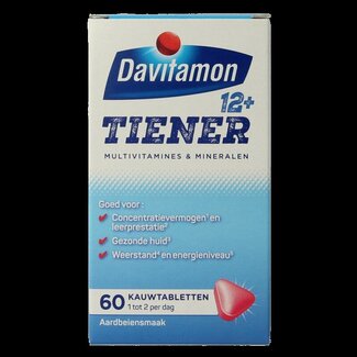 Davitamon Tiener boost 12+ aardbei 60 Tabletten
