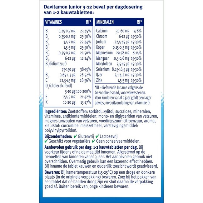 Junior 3-12 banaan 120 Kauwtabletten