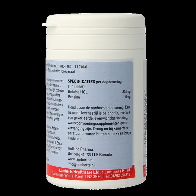 Betaine HCL 324mg/Pepsine 5mg 180 Tabletten