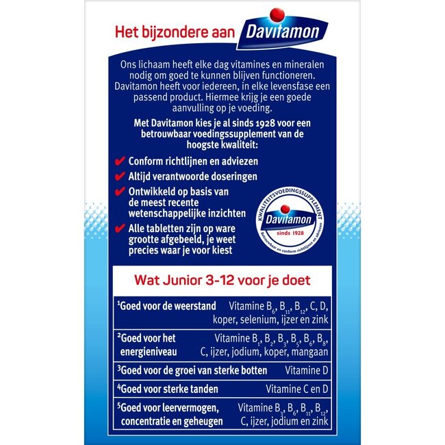 Junior 3-12 framboos 120 Kauwtabletten
