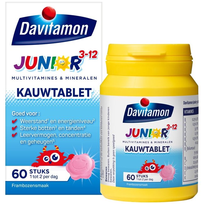 Junior 3+ framboos 60 Kauwtabletten
