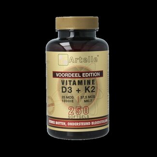 Artelle Vitamine D3 25mcg + K2 37,5 mcg MK-7 250 Softgels