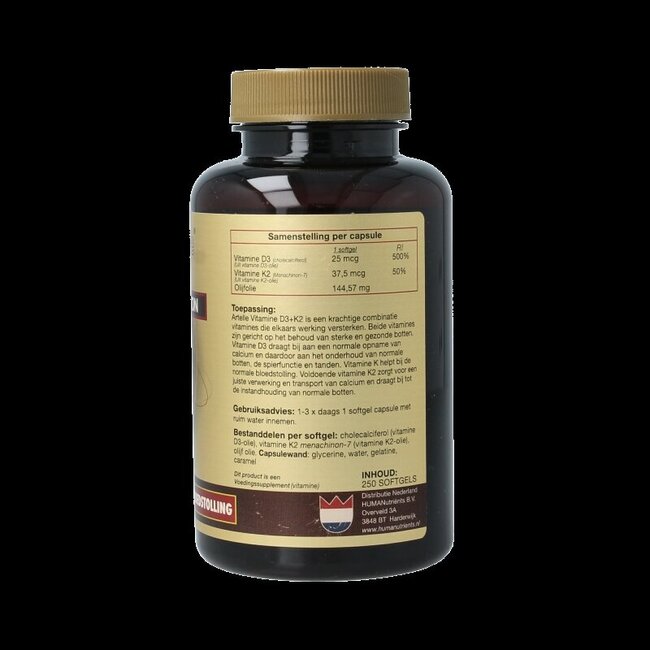 Vitamine D3 25mcg + K2 37,5 mcg MK-7 250 Softgels
