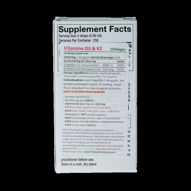 Vitamine D3 en K2 druppels 15 Milliliter