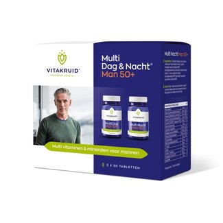 Vitakruid Multi Dag & Nacht Man 50+ 100% Vegan 2 x 30 60 Tabletten