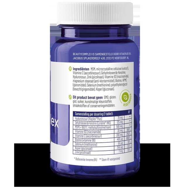 BeautyComplex met Keratine Hyaluronzuur & biotine 60 Tabletten