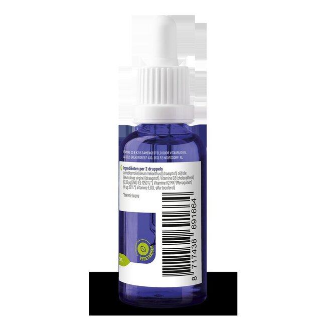 Vitamine D3 & K2 (MenaQ7) met druppelpipet 30 Milliliter
