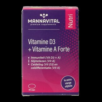 Mannavital Vitamine D3 + vitamine A forte 90 Capsules