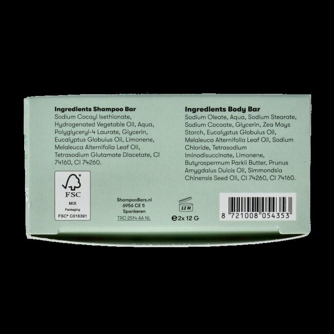 Mini shampoo & body bar eucalyptus & tea tree 20 Gram