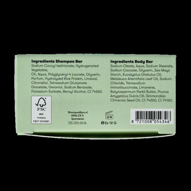 Mini shampoo & body bar aloe vera & komkommer 20 Gram