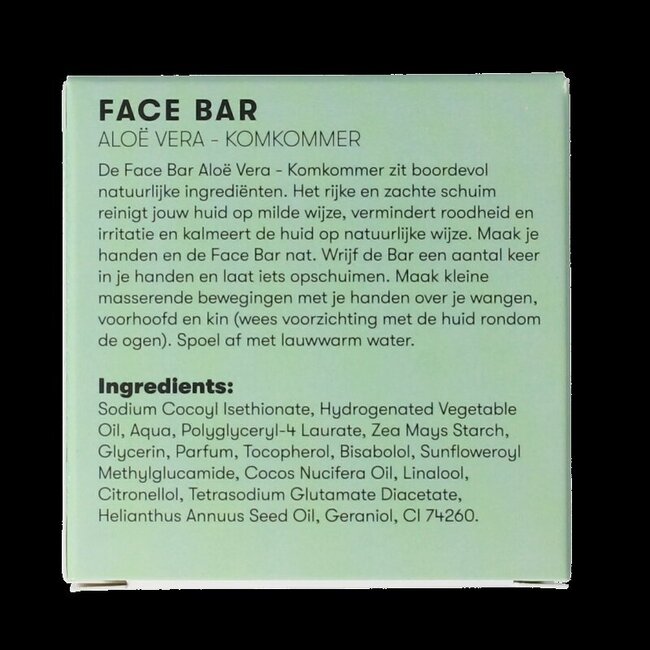 Face bar aloe vera & komkommer 60 Gram