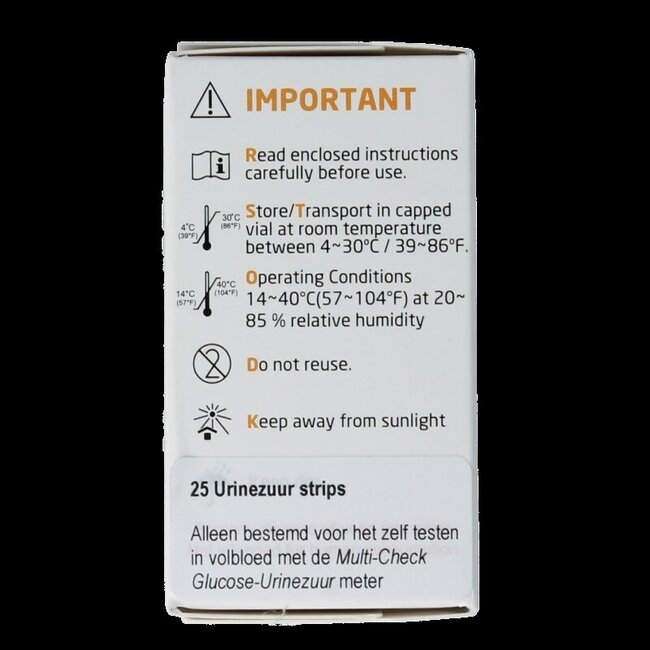 Multicheck urinezuur teststrip 25 Stuks