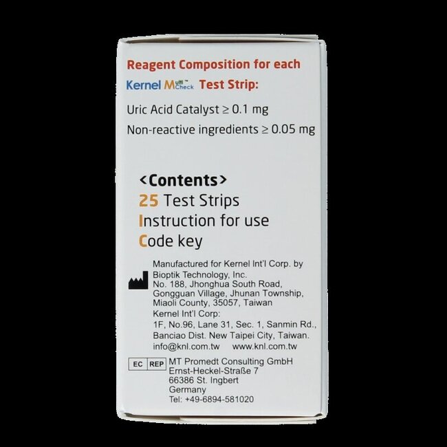 Multicheck urinezuur teststrip 25 Stuks