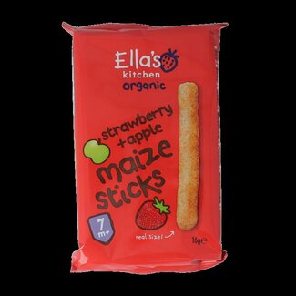 Ella's Kitchen Maize sticks aardbei/appel 7+ maanden bio 16 Gram