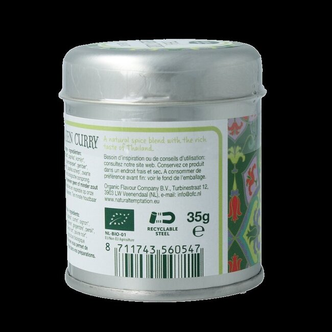 Thai green curry blikje bio 35 Gram