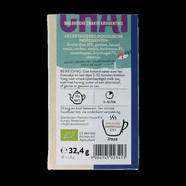 Zwarte chai thee bio 18 Zakjes