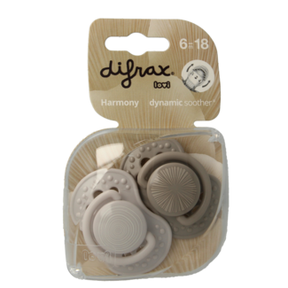 Difrax Chupete 6-18 meses Harmony gris claro/gris oscuro 2 unidades