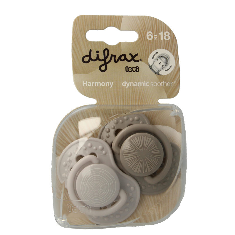 Fopspeen 6-18 maanden harmony light grey/dark grey 2 Stuks