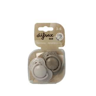 Difrax Sucette 3-6 mois Harmony gris clair/gris foncé 2 pièces