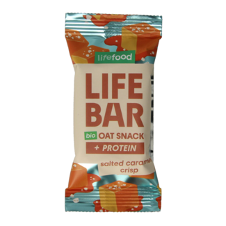 Lifefood Lifefood Lifebar oatsnack proteína caramelo salado crujiente bio 40 gramos
