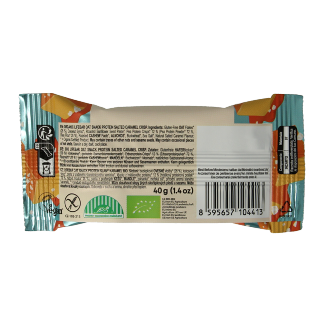 Lifefood Lifebar oatsnack proteína caramelo salado crujiente bio 40 gramos
