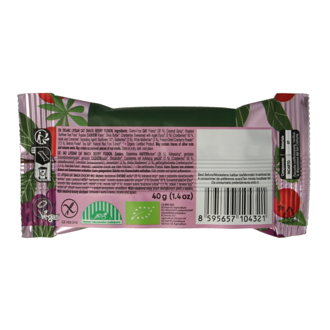 Lifefood Lifebar barrita de avena berry fusion bio 40 gramos