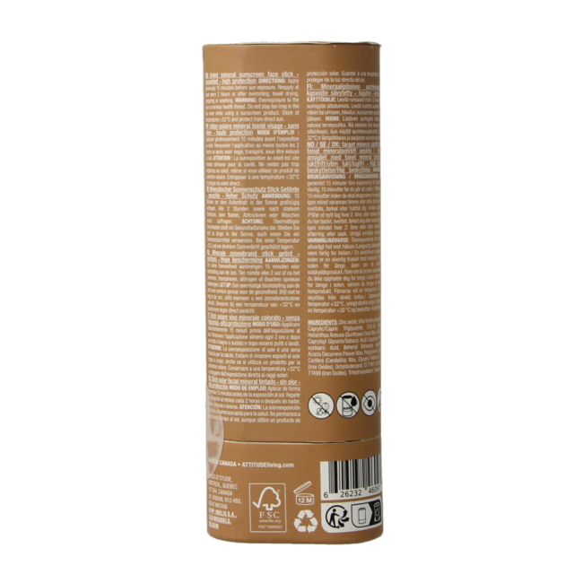 Attitude Sunly getönter Gesichts-Sonnenschutzstift SPF30 20 Gramm