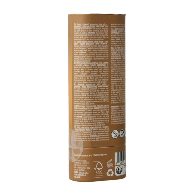 Bâton solaire visage teinté Attitude Sunly SPF30 20 g