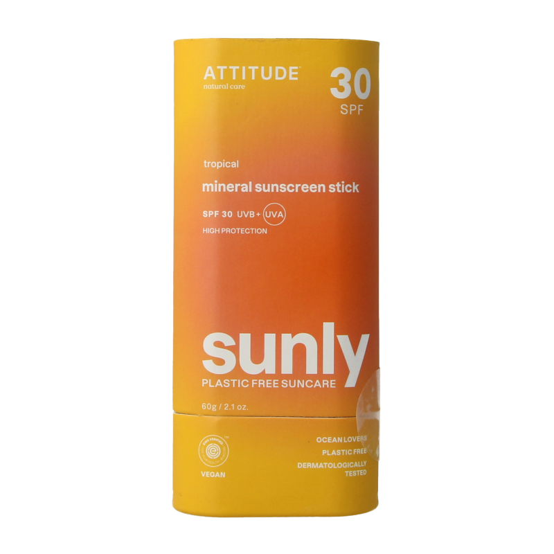 Attitude Sunly barra de protector solar SPF30 tropical 60 gramos